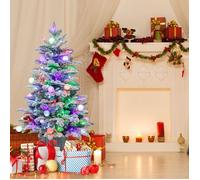Sapin de Noël Artificiel Lumineux - RELAX4LIFE - 148 Branches en PVC et PE - 60 LED Colorées - 20 Globes de Lumière - Hauteur 100CM