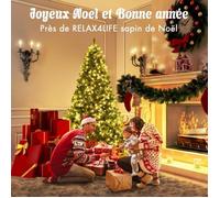 Sapin de Noël Artificiel Lumineux - RELAX4LIFE - 240CM - 1335 Feuilles PE et PVC - Arbre de Noël - 81 Pommes Pin - Socle en Métal