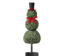 Sapin de Noël artificiel - Maîtrisez votre apparence festive - Sapin de Noël de 80 cm avec bonnet en velours et écharpe - Base lestée et antidérapante - Parfait pour les jardins venteux, les salons