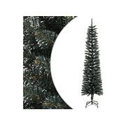 Sapin de Noël Artificiel Mince avec Support Arbre de Noël Décoration de Vacances Ornement de Noël Décoration de Fête Salon Vert 210 cm PVC