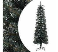vidaXL Sapin de Noël artificiel mince avec support Vert 210 cm PVC Vert