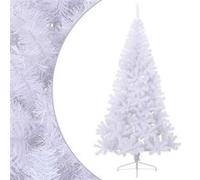 Sapin de Noël Artificiel Moitié avec Support Arbre de Noël Décoration de Noël Jardin Patio Arrière-cour Extérieur Blanc 180 cm PVC