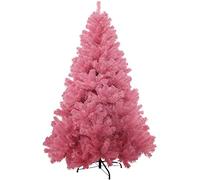 Sapin de Noël artificiel non éclairé de 1,8 m en épicéa à charnière avec support en métal PVC facile à assembler Décoration festive Rose 1,8 m