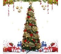 Sapin de Noël Artificiel Pliable, PVC Arbre de Noel avec Lumineux LED,Apparence Réaliste avec Branches Denses,Sapin Noel Pop Up Slim Sapin de Noel Spirale Support de Pied Pliable pour noël (1.5m)
