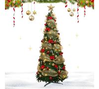 Sapin de Noël Artificiel Pliable, PVC Arbre de Noel avec Lumineux LED,Apparence Réaliste avec Branches Denses,Sapin Noel Pop Up Slim Sapin de Noel Spirale Support de Pied Pliable pour noël (1.2m)