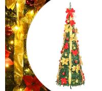 Sapin de Noël artificiel pop-up - 150 cm - Vert - Avec 100 LED blanc chaud - 8 modes - Support en métal - Pour l'intérieur - Montage facile