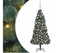 Sapin de Noël artificiel pré-éclairé - 120 cm - LED USB blanc chaud - Vert - Set de boules