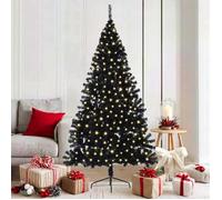 Sapin de Noël artificiel pré-éclairé Noir 180 cm PVC.