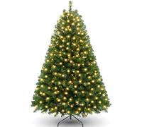 Sapin de Noël Artificiel Premium 180cm (Ø.110 cm) avec 250 LEDs, 8 Modes d'Éclairage, 1000 Branches, Réaliste, Facile à Assembler, Arbre de Noël en Plastique avec Support Métallique et Gants (Vert)