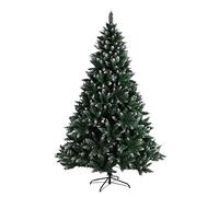 Sapin de Noël Artificiel Premium Pin Diamant avec Neige Artificielle Arbre de Noël Aiguille de pin épaisse, Effet réaliste, Montage Facile, PVC, Base métallique,1,2 m (220 têtes) - Spray Blanc