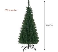 Sapin de Noël Artificiel - RELAX4LIFE - 150 CM - Forme de Crayon - Arbre de Noël - 220 Branches en PVC - Socle en Métal - Vert