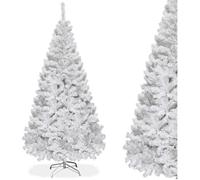 Sapin de Noël Artificiel - RELAX4LIFE - 150CM - Arbre de Noël en PVC - 350 Branches - Pied en Métal - pour Maison Bureau - Blanc