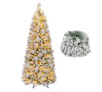 Sapin de Noël Artificiel - RELAX4LIFE - 180CM - en PVC - 170 Lumières LED Blanc Chaud - 517 Pointes de Branches avec Neige