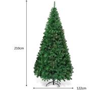 Sapin de Noël Artificiel - RELAX4LIFE - 210CM - Arbre de Noël en PVC - 950 Branches - Pied en Métal - pour Maison Bureau - Vert