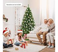Sapin de Noël Artificiel - RELAX4LIFE - 225CM - Arbre de Noël en PVC Ignifuge - 1346 Branches - Pied en Métal - Décorations de Fête