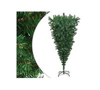 Sapin de Noël Artificiel Renversé avec Support Arbre de Noël Décoration de Noël Jardin Patio Arrière-cour Extérieur Vert 210 cm
