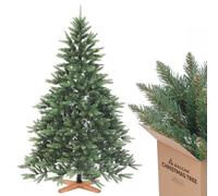 Sapin de Noël Artificiel SALCAR 210 cm, Arbre de Noël avec Branches PVC Vert, Base en Bois, Design Naturel et Réaliste, Idéal pour Décoration de Noël à la Maison et au Bureau