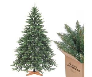 Sapin de Noël Artificiel SALCAR 210 cm, Arbre de Noël avec Branches PVC Vert, Base en Bois, Design Naturel et Réaliste, Idéal pour Décoration de Noël à la Maison et au Bureau