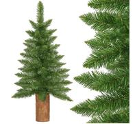 Sapin de Noël artificiel - SPRINGOS - 80 cm - Vert avec tronc naturel - PVC, PE - Intérieur