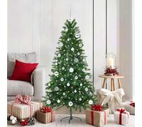 Sapin de Noël artificiel vert 150 cm avec 150 LED blanc chaud en polyéthylène fin pour l'intérieur et l'extérieur avec support, 8 modes, alimenté par USB