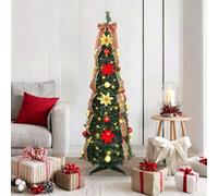 Sapin de Noël artificiel vert 155 cm PVC pré-éclairé avec 100 LED blanc chaud, 8 modes, design pop-up pour l'intérieur et terrasse protégée, décoration festive