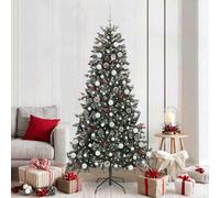 Sapin de Noël artificiel vert 210 cm 300 LED blanc chaud PVC noix de pin baies diamètre 114 cm intérieur et extérieur alimenté par USB