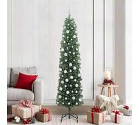 Sapin de Noël artificiel vert 210 cm avec 300 LED blanc chaud - Support robuste - Alimentation USB - Pour intérieur et extérieur - Décoration festive
