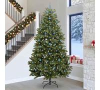 Sapin de Noël artificiel vert 300 cm PVC et métal avec lumières LED blanc chaud design fin pour intérieur et extérieur Décoration festive