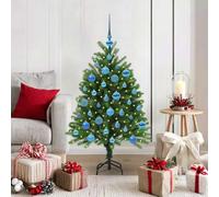 Sapin de Noël artificiel vert avec 150 LED blanc chaud, 120 cm de haut, en polyéthylène robuste, avec support, 8 modes, pour intérieur et extérieur, décoration festive