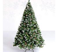 Sapin de Noël artificiel vert avec support en métal, 1,5 x 89,9 cm, 450 pointes, arbre de Noël à charnière en PVC avec pommes de pin pour maison, hôtel, centre commercial, 150 jours de commémoration