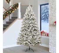 Sapin de Noël artificiel vert blanc 270 cm en métal PVC pré-éclairé avec 300 LED blanc chaud 2400 pointes pour intérieur et extérieur protégé avec set de boules de Noël