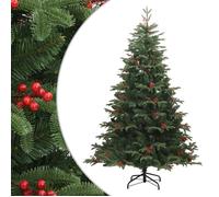 Sapin de Noël artificiel - vidaXL - 180 cm - Pommes de pin - Baies rouges - Charnières