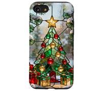 Sapin de Noël Aspect vitrail avec Ornements Cadeaux Coque pour iPhone SE (2020) / 7/8
