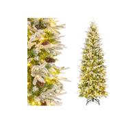 Sapin de Noël Artificiel Lumineux - RELAX4LIFE - 190CM - 671 Pointes Floquées de Neige - 280 Lumières LED - 60 Pommes de Pin