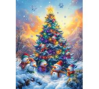 Sapin de Noël avec des bonhommes de Neige 500 Pieces Casse-tête Amateur d'art en Carton Haute Densité Conte de fées Mignon d'accompagnement Difficile Niveau Expert Décoration Murale Salon Cadeau Fête