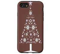 Sapin de Noël avec Flocons de Neige et étoiles Marron rougeâtre Coque pour iPhone SE (2020) / 7/8