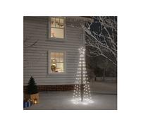 vidaXL Sapin de Noël avec piquet Blanc froid 108 LED 180 cm