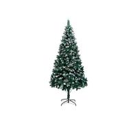 vidaXL Sapin de Noël avec pommes de pin et neige blanche 210 cm Blanc G