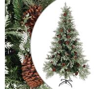 Sapin de Noël avec Pommes de Pin Vert et Blanc 225 cm PVC et PE Arbre vidaXL