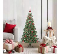 vidaXL Sapin de Noël 150 cm avec support en acier 150 LED Noir PVC