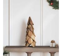 Sapin de Noël avec support Marron Bois de teck solide Décor fête massif vidaXL v