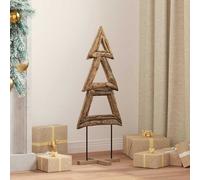 Sapin de Noël avec support Marron Bois de teck solide Décor fête vidaXL vidaXL