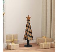 Sapin de Noël avec support Marron Bois de teck solide Décorations fête vidaXL vi
