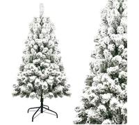 Sapin de Noël Blanc Enneigé Touffu Petit Artificiel Arbre Sapins Naturel Support en Métal pour Décor de Jardin Maison Mini 120 cm