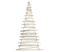 Sapin de Noël - BOGATECO - 205 cm - Fait à la main - Bois de noisetier - Lumières LED 10 m