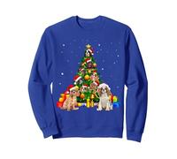 Sapin de Noël Cavalier King Charles Spaniel Sweatshirt, Unisexe pour Adultes, Bleu Royal, XL