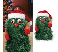 Sapin de Noël chantant dansant avec musique | Métal 8 x 17 x 8 cm Tissu alimenté par piles | Swinging Xmas Tree Père Noël (1 arbre de Noël de 17 cm)