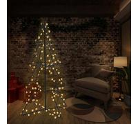 Sapin de Noël conique 240 LED, 115 x 150 cm, lumière blanche chaude, étanche, pour l'intérieur et l'extérieur, cadre en métal, arbre lumineux avec câble de 5 m