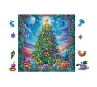 Sapin de Noël Cottage 100 Pièces Puzzle Personne Âgée en Carton Épais sans Déformation Facile Débutant Anti-Stress Thérapie Occupationnelle Petit Prix 28x28cm