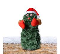 Sapin de Noël Dansant - 10 cm Chantant, Peluche Portable, Arbre de Noël Dansant en Fibre, décoration Musicale | Figurines multifonctionnelles Portant Un Chapeau de Père Noël pour
